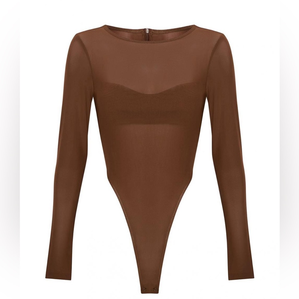 Meshki mesh brown long sleeve body suit